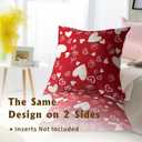 Valentines Pillow Cover - Red Hearts Throw Pillow Covers 18x18 Set of 2 Rose Flower Decorative Pillowcases for Couch Sofa Bedroom