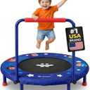Happin 36'' Toddler Trampoline Indoor, Foldable Mini Trampoline for Kids Ages 2-6, ASTM Certified, Adjustable Handle, Safety Pad for Indoor & Outdoor, Baby Trampolines, for Boy & Girl