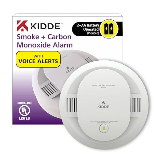 Kidde Smoke & Carbon Monoxide Detector, AA Battery Powered, Voice Alerts, LED Warning Light Indicators, Manufactured Date: 2025 Dec 16
