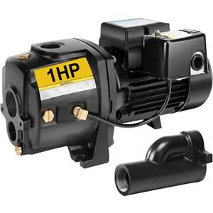 Acquaer Shallow/Deep Well Jet Pump, Cast Iron Convertible Pump with Ejector Kit, Well Depth Up to 25ft or 90ft, 115V/230V Dual Voltage, Automatic Pressure Switch
