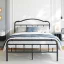 BOSRII 18 Inch Full Size Metal Bed Frame with Headboard and Footboard Heavy Duty Platform Bed Vintage Iron Wrought Frames Steel Slats, Easy Assembly, No Box Spring Needed, Noise Free, Black