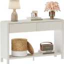 FATORRI Entryway Console Table with 2 Drawers, Modern Sofa Table for Living Room, Couch Tables Behind Sofa and Hallway Tables with Storage (47.2 inch, Antique White)
