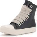 Kluolandi Fashion High Top Sneakers for Women Wide Lace Up Black White Platform Sneaker Shoes with Zipper (7)