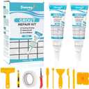 Deuvuo Gray Grout Repair Kit,12 Pcs Gray Caulk Grout Filler for Tile Floor, Grey Grout Paint Pen Tube for Shower Bathroom Kitchen, Fast Drying and Odorless, Restore Grout Line