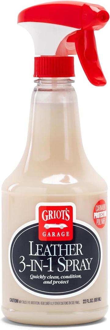Griot's Garage Leather 3-in-1 Spray, Cleaner and Conditioner for Leather and Vinyl, Car Seats and Vehicle Interior, Truck, RV, Boats, and Home, 10963, 22 oz