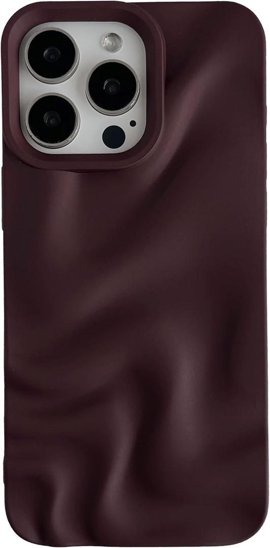 Caseative for iPhone 16 Pro Max Case,Water Ripple Pattern Wave Phone Case (Wine Red)