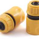 2pcs 1/2 Inch Garden Hose Repair Kit Yellow ABS Plastic Quick Connect Raw Hose Connector