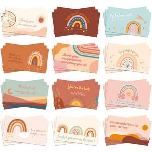 Yeaqee 240 Pcs Employee Appreciation Kudos Cards Funny Blank Back Motivational Card Encouragement Thank You Note Recognition Card for Teacher College Affirmation Gift(Bohemia)
