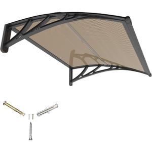 32x48'' Door Awning Exterior, Window Canopy for Front Door, UPF 50+ Polycarbonate Overhang Cover for Patio, Porch, Entryway, UV Rain & Snow Protection