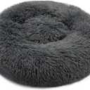Dog Bed Soft Fluffy Large Navy Blue Round Dog Bed Dog Cushion Soft Plush Doughnut Pet Bed for Cats Dogs Soft Warm Pet Sofa, 2'' in diameter