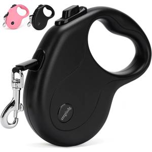 16Ft Retractable Dog Leash,Light Weight Leash for Small to Medium Dogs/Cats Up to 50lbs,Stainless Steel Spring Strong Nylon Tape, Tangle Free, One-Handed Brake.(Black)