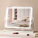 VEVOR Lighted Makeup Mirror, Three Color Lighting Modes Hollywood Vanity Mirror, Makeup LED Mirror with Lights, and 5X Magnification,USB Port, Smart Touch Control, 360Rotation (21.7x17.7 in, White)