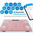 Smart Body Fat Scale with Led Display - Digital Bathroom Scale with Bluetooth, Accurate Body Composition Measurement, Muscle Mass, BMI, and Body Water Analysis (Pink)