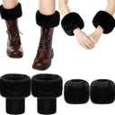 SATINIOR Women's Winter Faux Fur Fuzzy Wrist Cuffs Warmers and Boot Cuffs Knitting Fluffy Leg Warmers for Women Girls (Black)