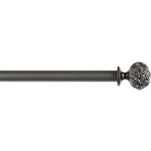 Exclusive Home Curtains Peony 1" Curtain Rod and Coordinating Finial Set, Gunmetal, Adjustable 66"-120"