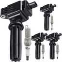 UF670 Ignition Coil Pack 31316353 and Iridium Spark Plugs Set Of 4 Fit For Ford Focus Fusion Explorer Edge Escape Mustang EcoSport Taurus 2012-2020&Land Rover 2012-2017&Lincoln 2013-2020 2.0L 2.3L L4