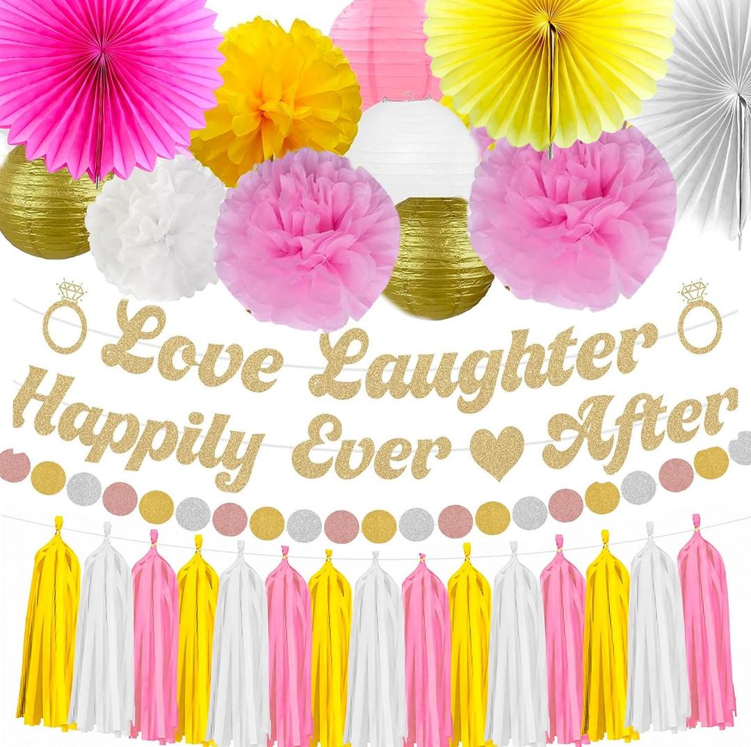 Wedding Bridal Shower Decorations - 18 Pcs Happily Ever After Decor