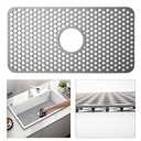 TwinnekYR Silicone Sink Mat, 24.6''x 12.9'' Kitchen Sink Protector Grid for Bottom of Center Drain Sink, Gray Non-slip Heat Resistant Sink Liner for Farmhouse Stainless Steel Porcelain Sink