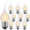 10Pcs Silicone Dipped Candle Light Bulbs S11 with E26 Base, Silicone Light Bulbs for Candle Lights, 0.6W LED Warm Yellow Decorative Bulb for Chandeliers Sconces Night Lights