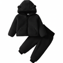 SOBOWO Winter Clothes for Baby Boy Girl Fleece Zip up Hoodie Jacket Coat Ear Warm Sweatshirt Pants Outwear Toddler Outfits (6-9 Months, Black)