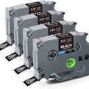 Unismar TZe-335 Compatible for Brother Ptouch 12mm 0.47 Laminated White on Black Label Tape TZ335 TZ Tape Work for Label Maker PTD220 PTD200 PTD210 PTD400 PTH100 PTH110 PT1280, 1/2'' x 26.2', 4-Pack