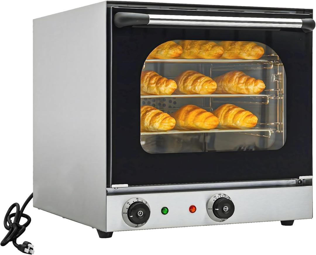 Commercial Covection Oven, 3-Tier Wiring Grids, Half-Size Electric Convection Oven Contertop, 1750W, Stainless Steel Chamber, for Catering, Bakeries, Perfect for Iftar,CSA Certified