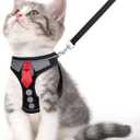 Cat Harness and Leash Set for Walking Escape Proof, Soft Adjustable Kitten Harness Breathable Mesh with Reflective Strips Harness for Kitty Puppy Bunny (Black, Small)