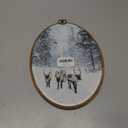 LKETW Winter Reindeer Oval Wall Art Decor, Rustic Winter Elk Deer Oval Canvas Hanging Decor, Retro Farmhouse Forest Reindeer Wall Decorations for Home Living Room Bedroom, 8.6x11.4 Inch