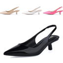 JENN ARDOR Womens Kitten Heels Closed Pointed Toe Elastic Slingback Sexy Low Heels Bridal Wedding Guest Dress Prom Pumps Shoes, 9