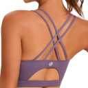 RUNNING GIRL Sports Bras for Women,Padded Sports Bra Tank Top Sexy Crisscross Back High Impact Longline Workout Yoga Bra (Medium, Deep Purple)