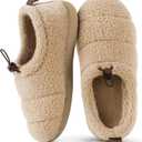 RockDove Womens Sherpa Fleece Camp Slippers Memory Foam Indoor Outdoor Machine Washable