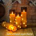 Eebuss Flameless Candles with Embedded Star String, Battery Operated LED Pillar Candles with Timer and Remote Control,Home Decorating for Ambiance Set of 7(Grey)