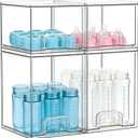 Baby Bottle Organizer, Large Capacity Stackable Acrylic Storage with Non-Slip Pads, for Baby Bottles, Pump Parts, Kitchen Countertop, Pantry, Vanity, 4-Piece