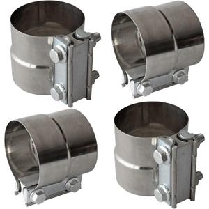 Exhaust Band Clamp 2.5 Inch Joint Exhaust Pipe Muffler Clamp Band 304 Stainless Steel(4 Pack 2.5" Lap Joint Exhaust Clamp)