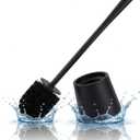 Betanull Toilet Brush & Holder, Rust-Resistant Stainless Steel, Extra-Long Handle, Dense Bristles for Deep Cleaning Toilet Bowl, Under Rim, Bathroom Corners, Small Spaces,Drip-Free,Space Saving,Black