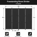 Kokorona 4 Panel Room Divider, 6FT Tall Folding Privacy Screen Wall Dividers, Portable Privacy Screen Freestanding Room Divider for Room Separation, Included - Cover Strips, Black, 88''W x 71''H