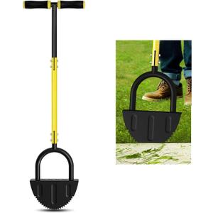 Lawn Edger with T-Grip, Half Moon Saw-Tooth Edger, 38-Inch Step Edger for Sidewalk and Grass Maintenance