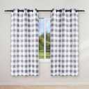 Simple Deluxe Buffalo Plaid Blackout Curtains Panels for Living Room, Bedroom Farmhouse Courtyard Style Room Darkening Thermal Insulated Kitchen Curtains, 37" W x 63" L, White and Gray
