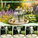 Solar Water Fountain, Upgrade Solar Fountain Pump Kit with 4 Nozzles & 9.94ft Cable, Outdoor 2w Solar Fountain for Bird Bath, Garden, Pool, Pond