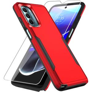for Motorola G Stylus 5G 2022 Case, with Screen Protector,[Military Grade Drop Tested] Heavy-Duty Tough Rugged Shockproof Protective Case for Motorola Moto G Stylus 5G 2022, Red