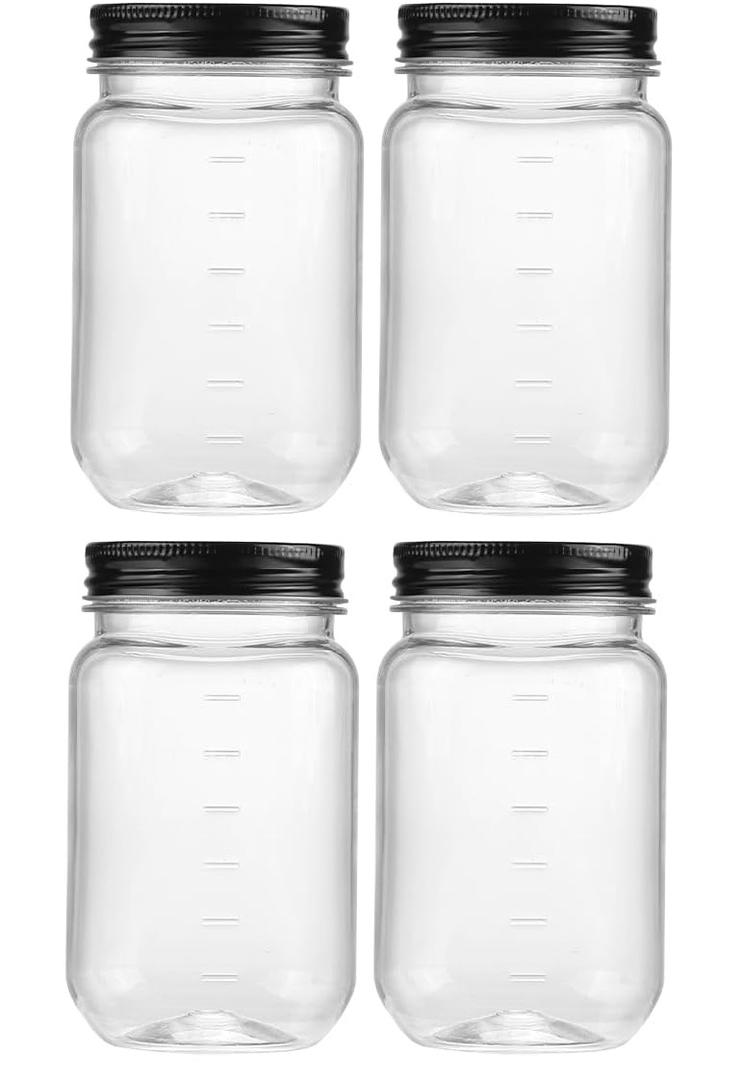 16 OZ Clear Plastic Jars, 4