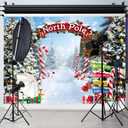 Christmas Backdrop for Photography Winter Forest North Pole Xmas Tree Background Christmas Party Decorations Winter Xmas Family Holiday Banner Photo Booth Props (8x6FT240x180cm)