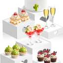 Buffet Risers 6 PCS, Acrylic Buffet Risers and Stands, White Dessert Table Display Set Food Display Risers for Party, Acrylic Cube Storage Boxes with Love Design Size 6", 7", 8"