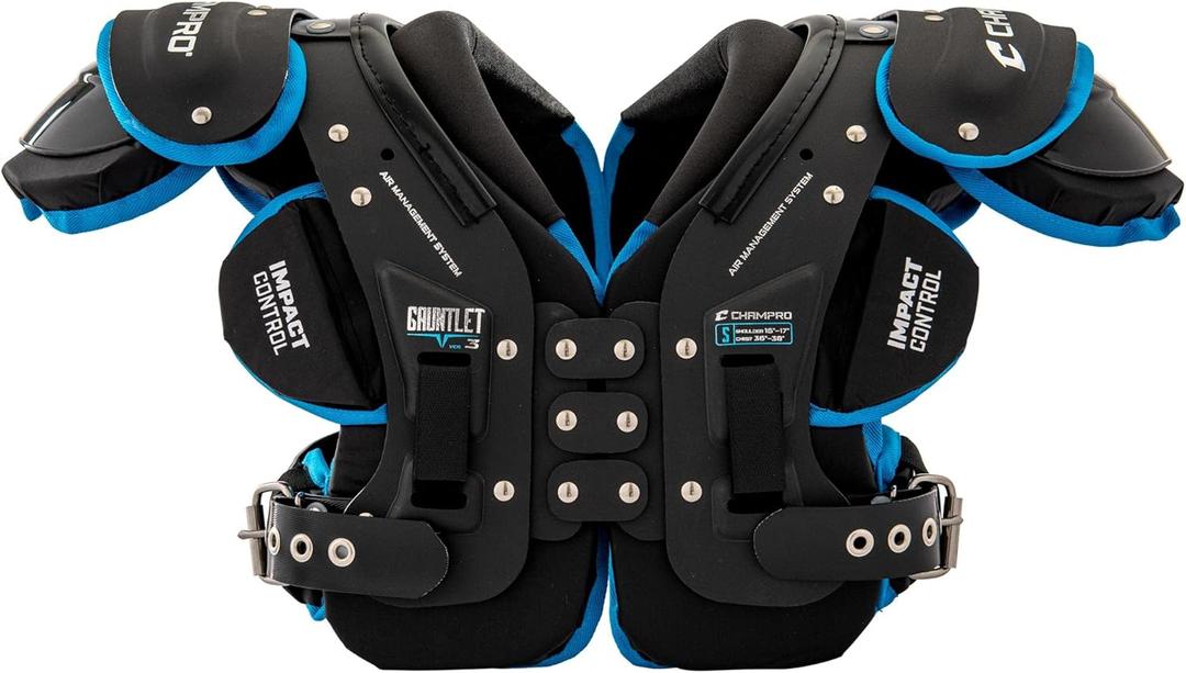 Champro Gauntlet III Football Shoulder Pads (Small, Black)
