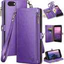 XcaseBar for iPhone SE 3rd/7/8 Wallet case with Zipper Credit Card HolderRFID Blocking, Flip Folio Book PU Leather Phone case Shockproof Cover Women Men for Apple SE case Purple