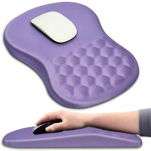 Hokafenle Ergonomic Mouse Pad Wrist Support with Massage Design, Wrist Rest Pain Relief Mousepad with Memory Foam&Non-Slip PU Base, Mouse Pads for Wireless Mouse & Desk (12x8 inch,Lavender)