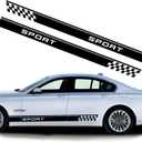 Universal Car Side Skirt Vinly Decals Auto Sport Racing Body Side Stripe Graphic Stickers Exterior DIY Modified Decoration Accessories NJ008 Black (2Pcs)