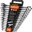 HORUSDY 15-Piece Metric Wrench Sets, Premium Combination Wrench Set Metric 8-22mm, Max Torque, 12-Point, Chrome Vanadium Steel, with Storage Rack