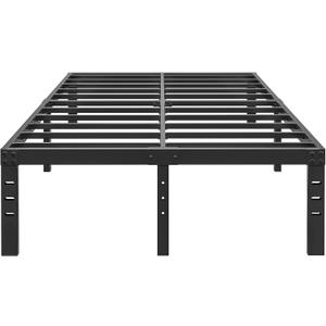 14 Inch Metal California King Size Bed Frame No Box Spring Needed - Easy Assembly Heavy Duty Noise Free Bedframes - Double Black Basic Steel Slats Platform with Storage