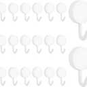 MOROBOR Self Adhesive Hooks, 20pcs Heavy Duty Plastic Hooks Wall Key Hook Holders Stocking Holder for Home Kitchen Bathroom Office Door (White
